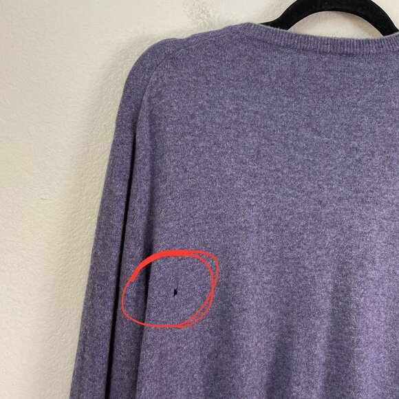 BRUNELLO CUCINELLI Mens 54 Purple V Neck 100% Cashmere Sweater *FLAW* - Picture 8 of 11